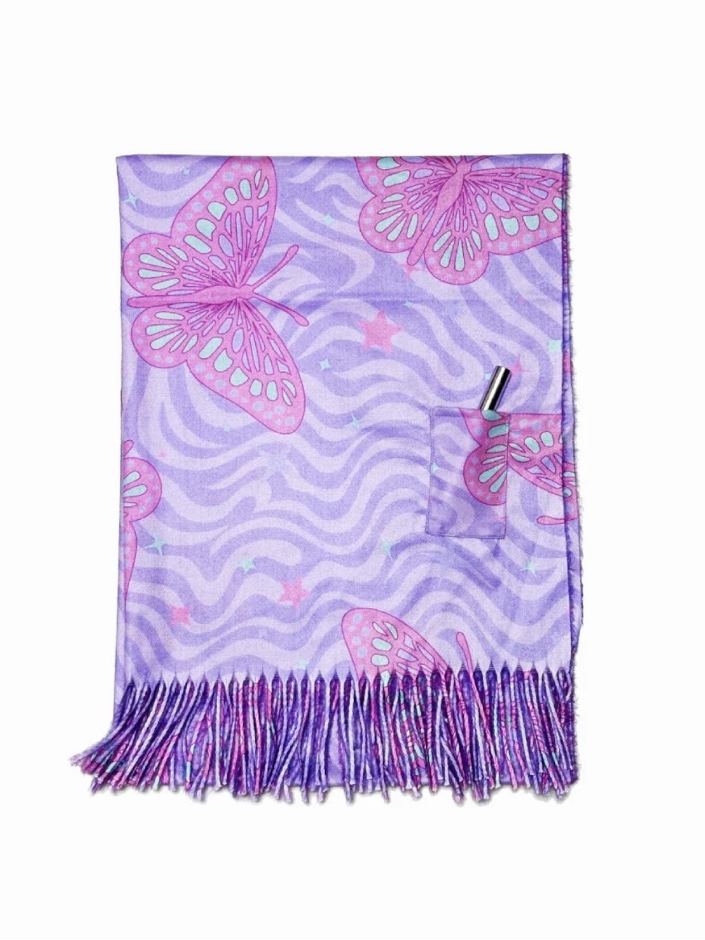 Butterfly pashmina with stash pocket - Picture 2 of 3